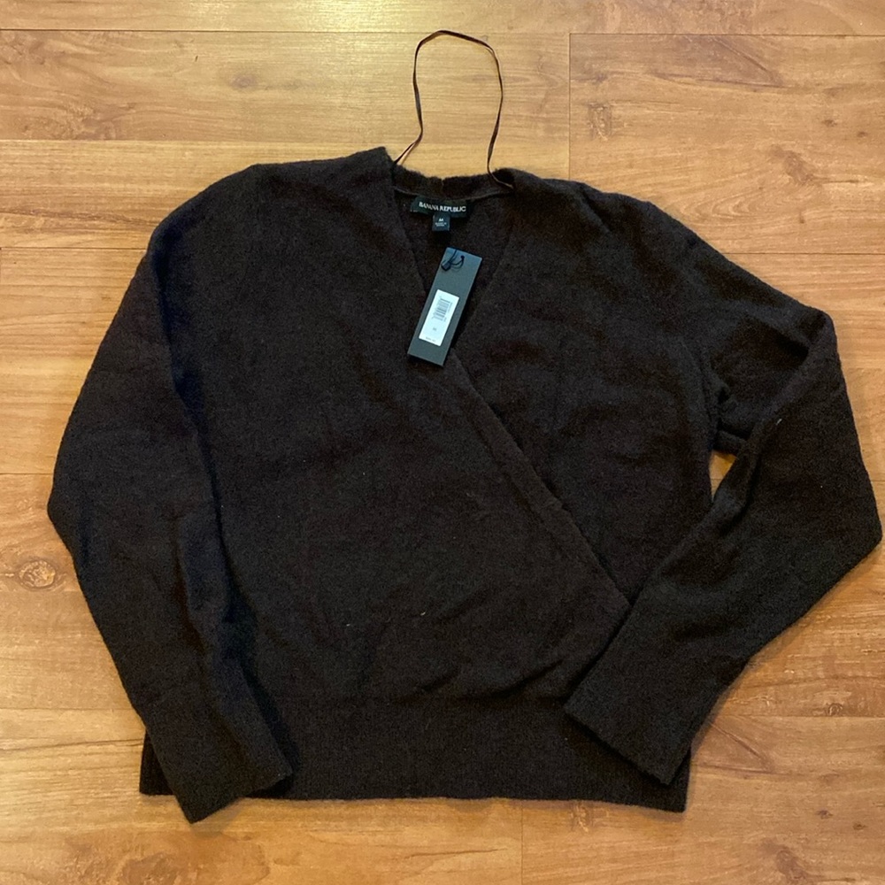 Banana Republic dark brown faux wrap sweater